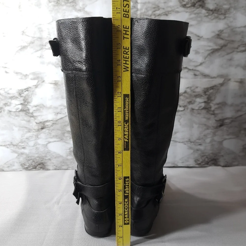 Enzo Angiolini Women's Tall‎ Boots Black Leather Eazenzi Size 9M Riding Boots